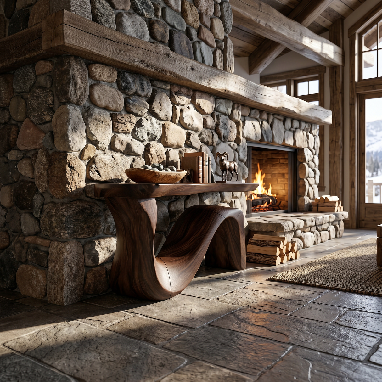 Rustic Wooden Console Table For Mountain Cabin Furniture