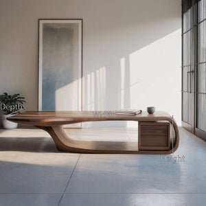 Modern Sculptural Coffee Table With Curved Design For Home Office