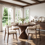 Contemporary Dining Table With Spiral Pedestal For Family Dining Room