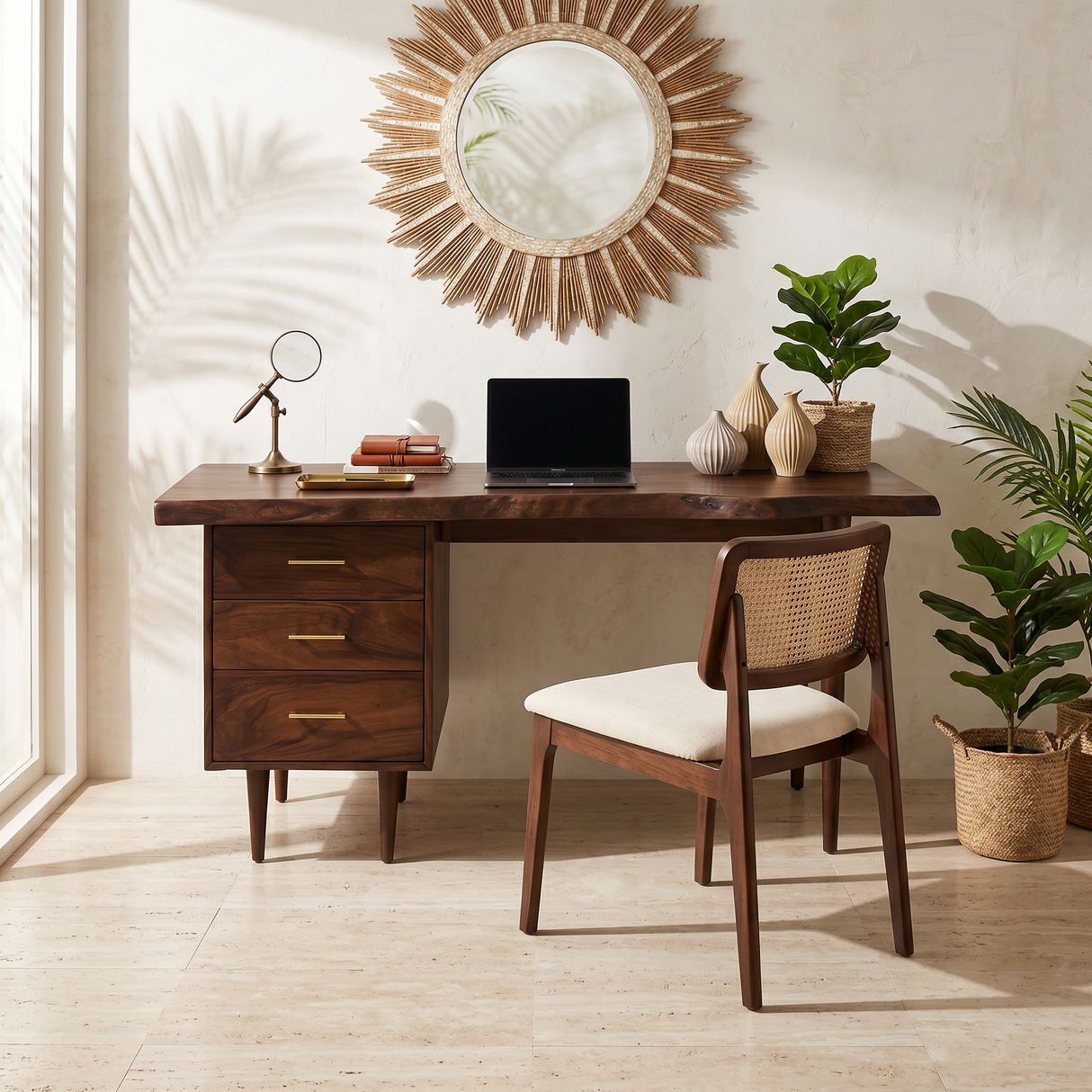 Luxury Office Desk With Open Shelf For High Rise Office
