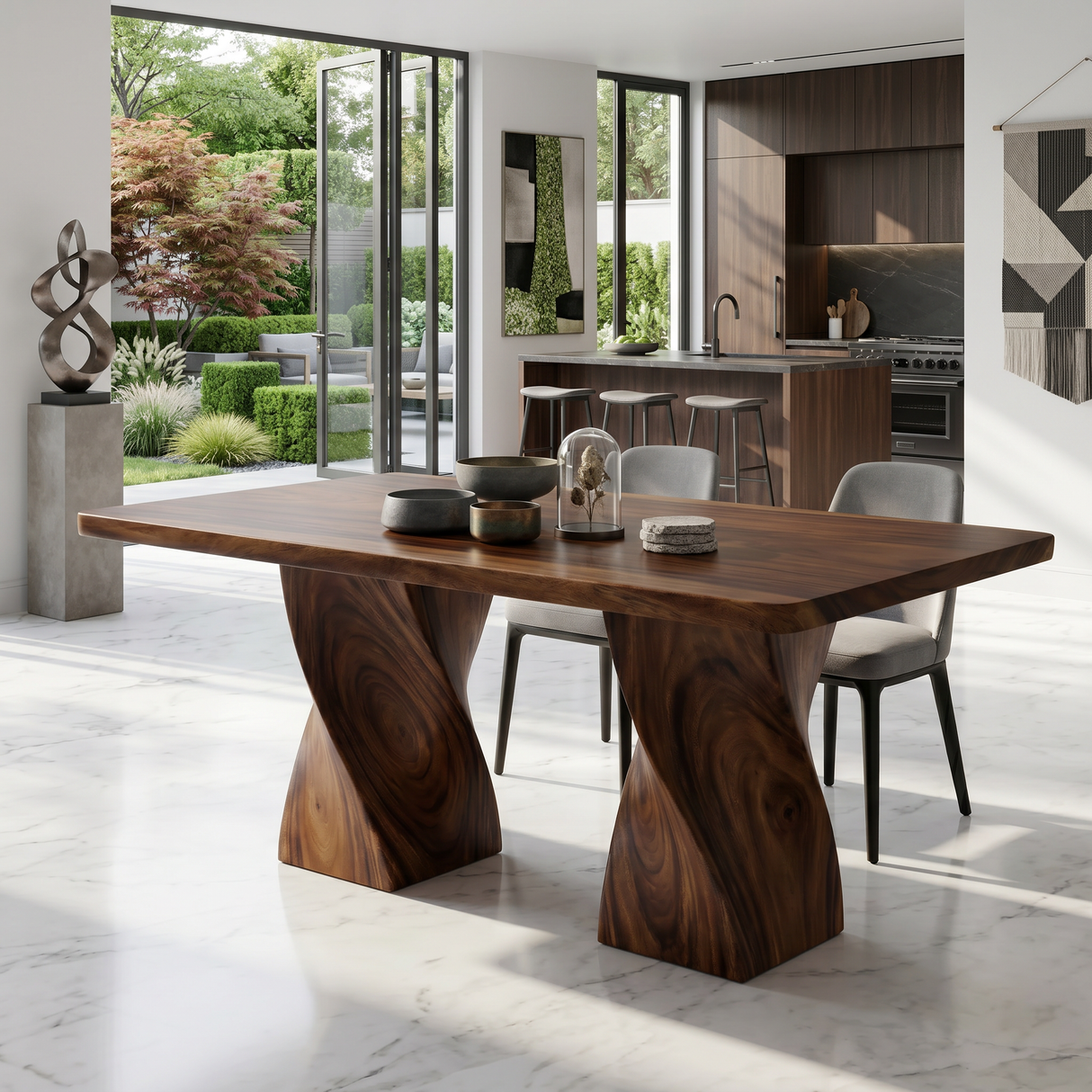 Storage Island Table For Mediterranean Open Kitchen