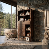 Contemporary Curved Display Cabinet Lake House