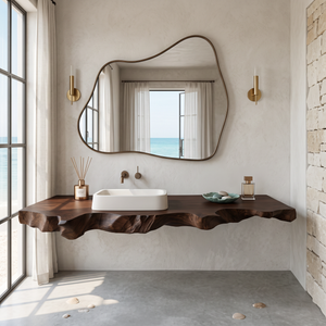 Mid Century Vanity In Solid Wood For Bathroom Decor