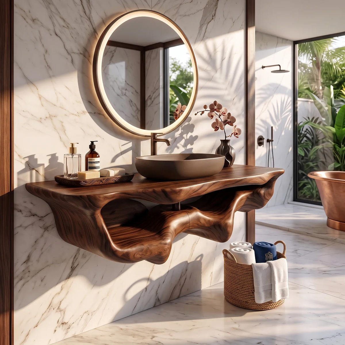 Mid Century Live Edge Floating Vanity Best Bathroom Decor
