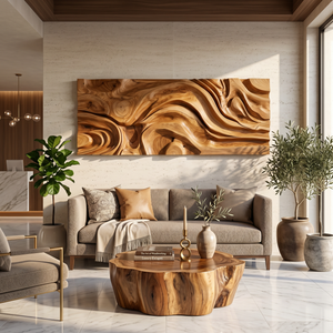 Round Floral Wall Art With Carved Texture For Entryway