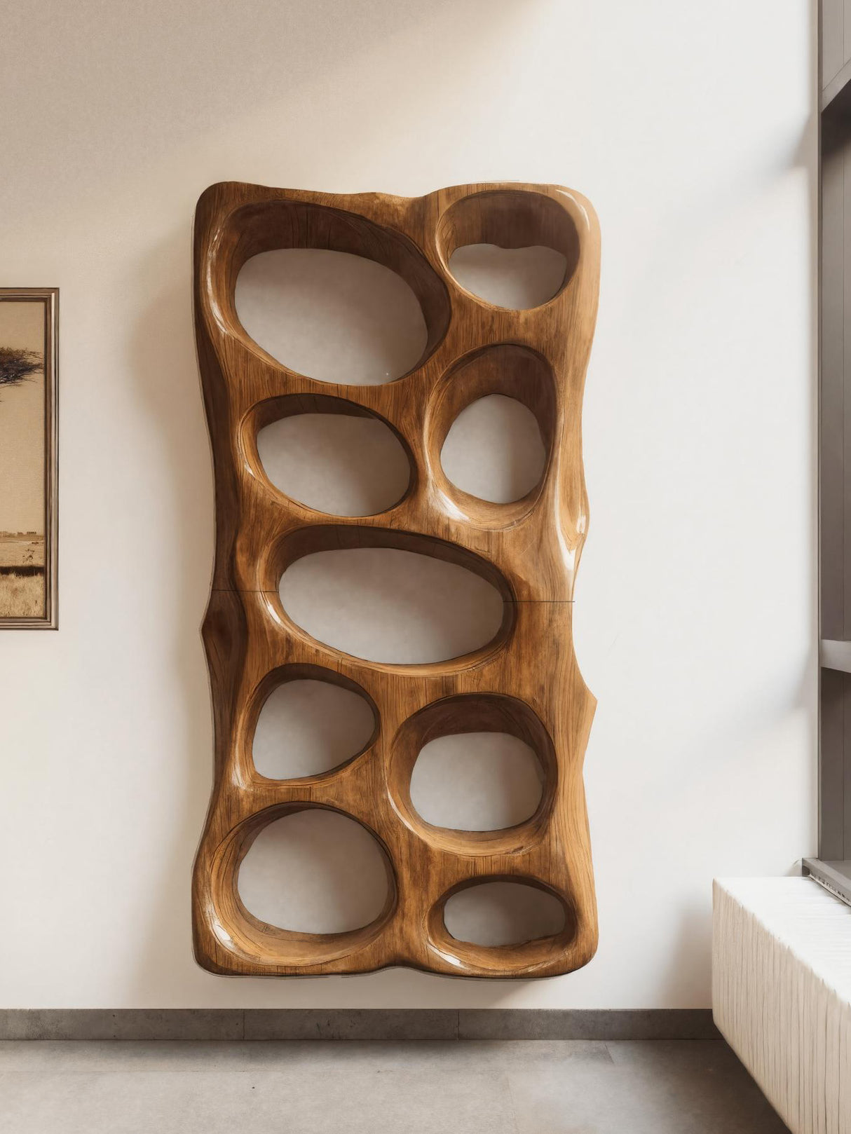 Modern Sculptural Vertical Wall Art For Living Room Decor