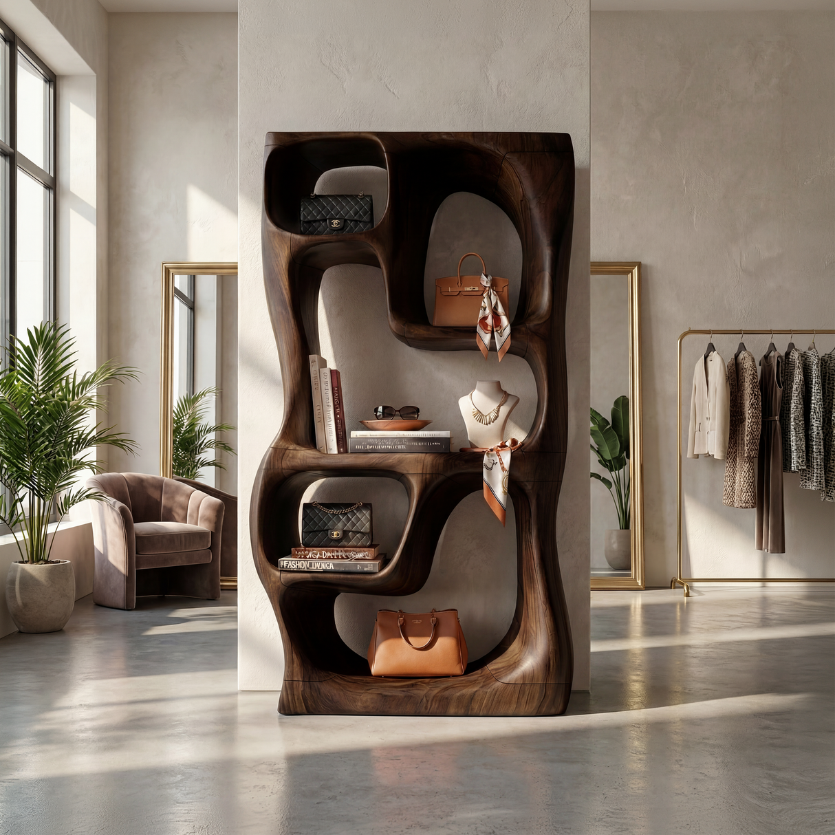Modern Handcrafted Bookshelf Storage Organizer For Small Apartment