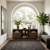 Sculptural Wooden Console Table With Shelves For Modern Living Room