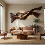 Contemporary Wood Wall Art Flowing Design For Living Room