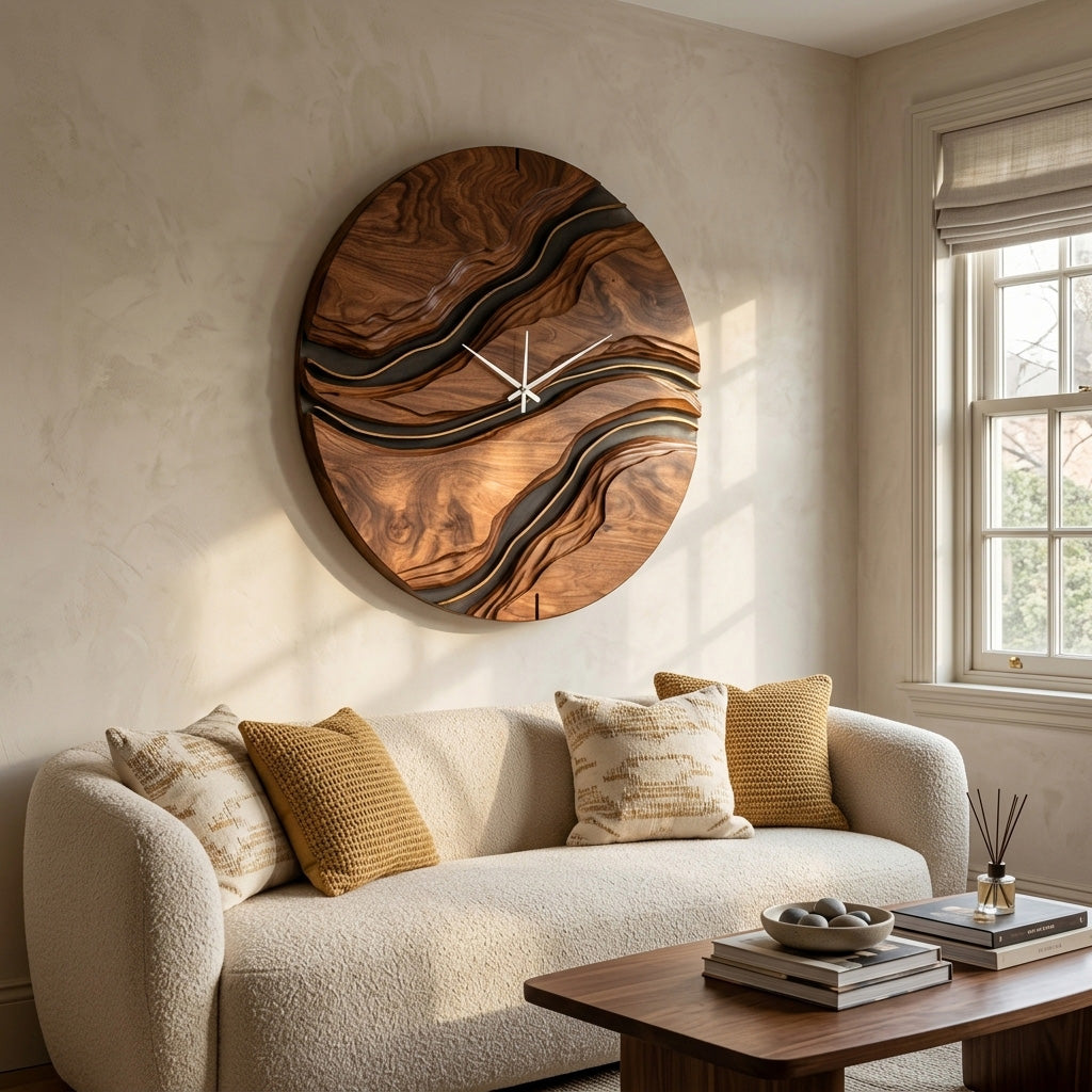 Minimalist Artistic Wooden Wall Clock For Living Room Design – ET ...