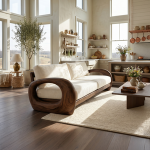 Modern Sculptural Wooden Sofa For Living Room