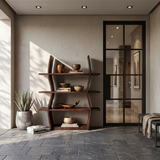 Elegant Wooden Storage Shelf In Wave Design