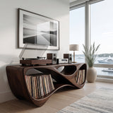 Contemporary Rounded Vinyl Record Console For Living Room