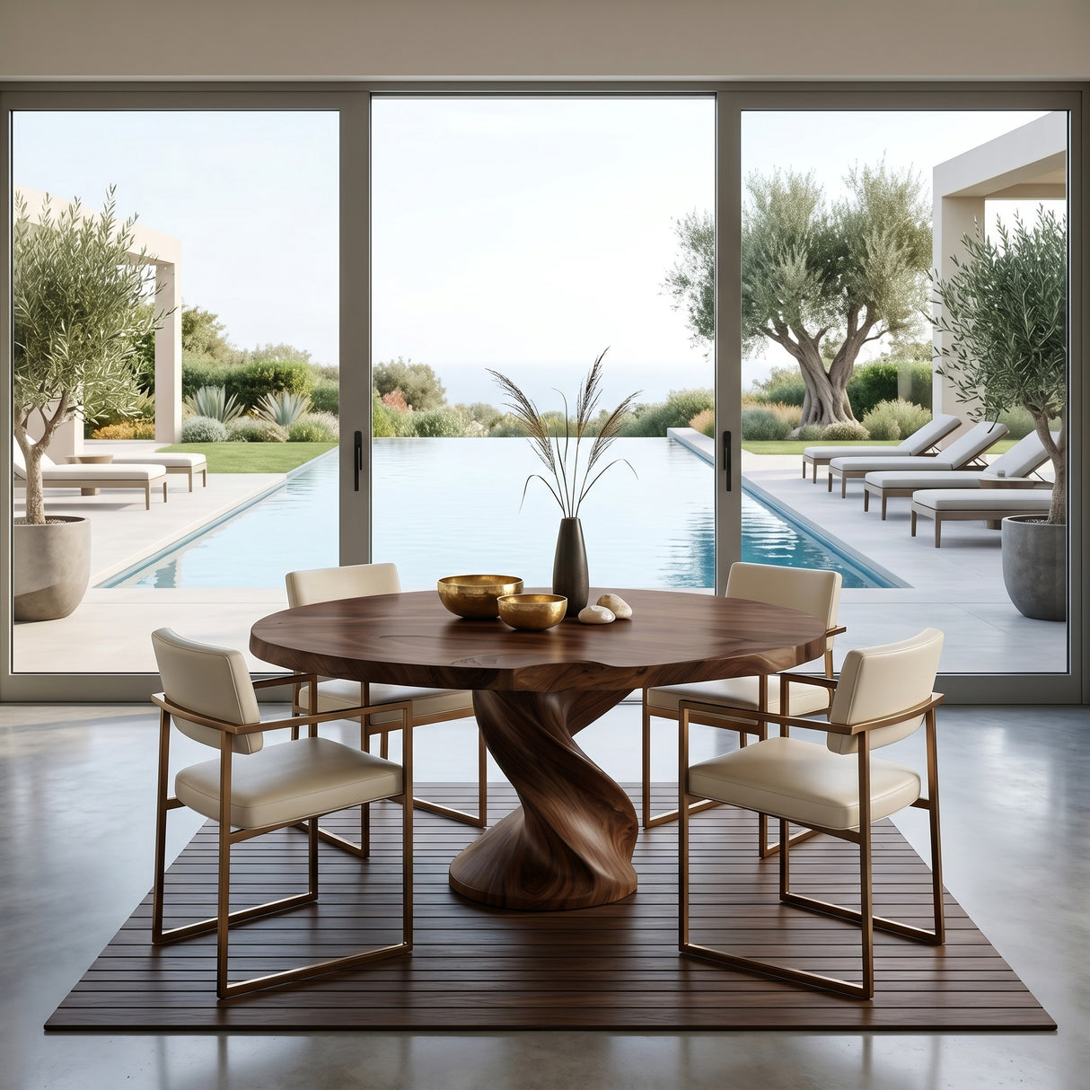Luxury Twisted Pedestal Dining Table For Dining Room