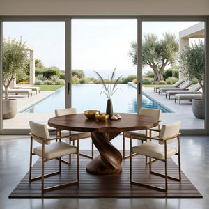 Luxury Twisted Pedestal Dining Table For Dining Room