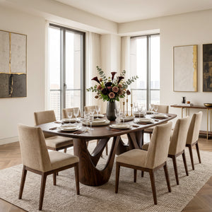 Organic Dining Table With W-shape Base For Dining Room
