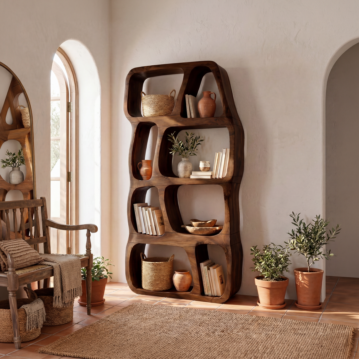 Scandinavian Artistic Bookshelf Display Organizer For Bedroom Space