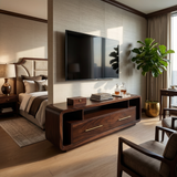 Luxury Walnut Media Console For Contemporary Master Suite Interior