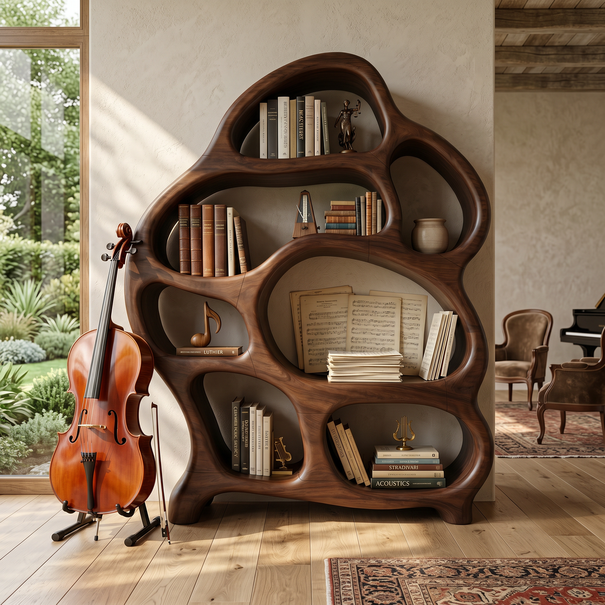 Mid Century Open Bookshelf For Living Space