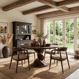 Contemporary Round Dining Table With Twisted Pedestal For Dining Room