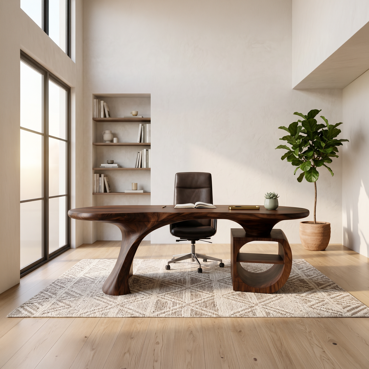 Minimalist Curved Desk For Small Workspace Area