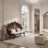 Contemporary Lotus Flower Back Bench For Bedroom Interior Space