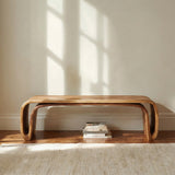 Organic Wood Bench With Unique Curved For Hallway
