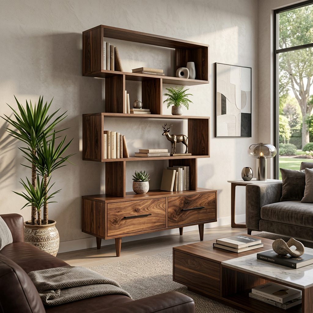Minimal Natural Wood Bookshelf With Tiers For Home Decor