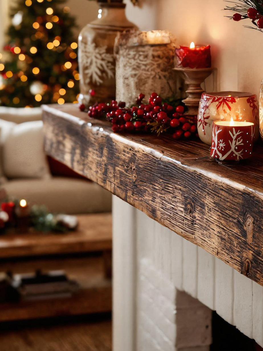 Rustic Fireplace Mantel Shelf For Living Room