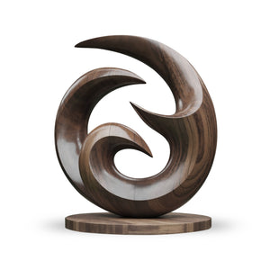 Farmhouse Abstract Wooden Sculpture For Living Room