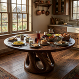 Modern Wooden Dining Table With Pedestal Base For Kitchen