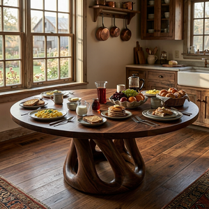 Modern Wooden Dining Table With Pedestal Base For Kitchen