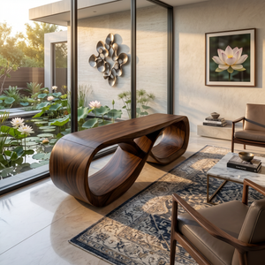 Curved Wooden Bench Contemporary Residence