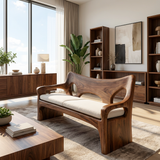 Modern Sofa With Sculptural Wood Frame For Home