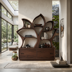 Mid Century Library Bookshelf For Contemporary Living Room