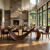 Modern Wooden Dining Table With Curved Base For Dining Area
