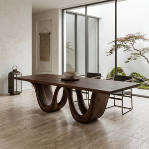 Contemporary Two Wavy Legs Dining Table For Dining Room