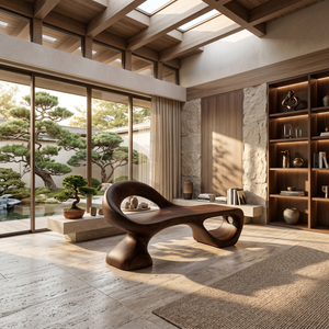 Minimalist Spiral Sculpted Bench For Garden Interior Space