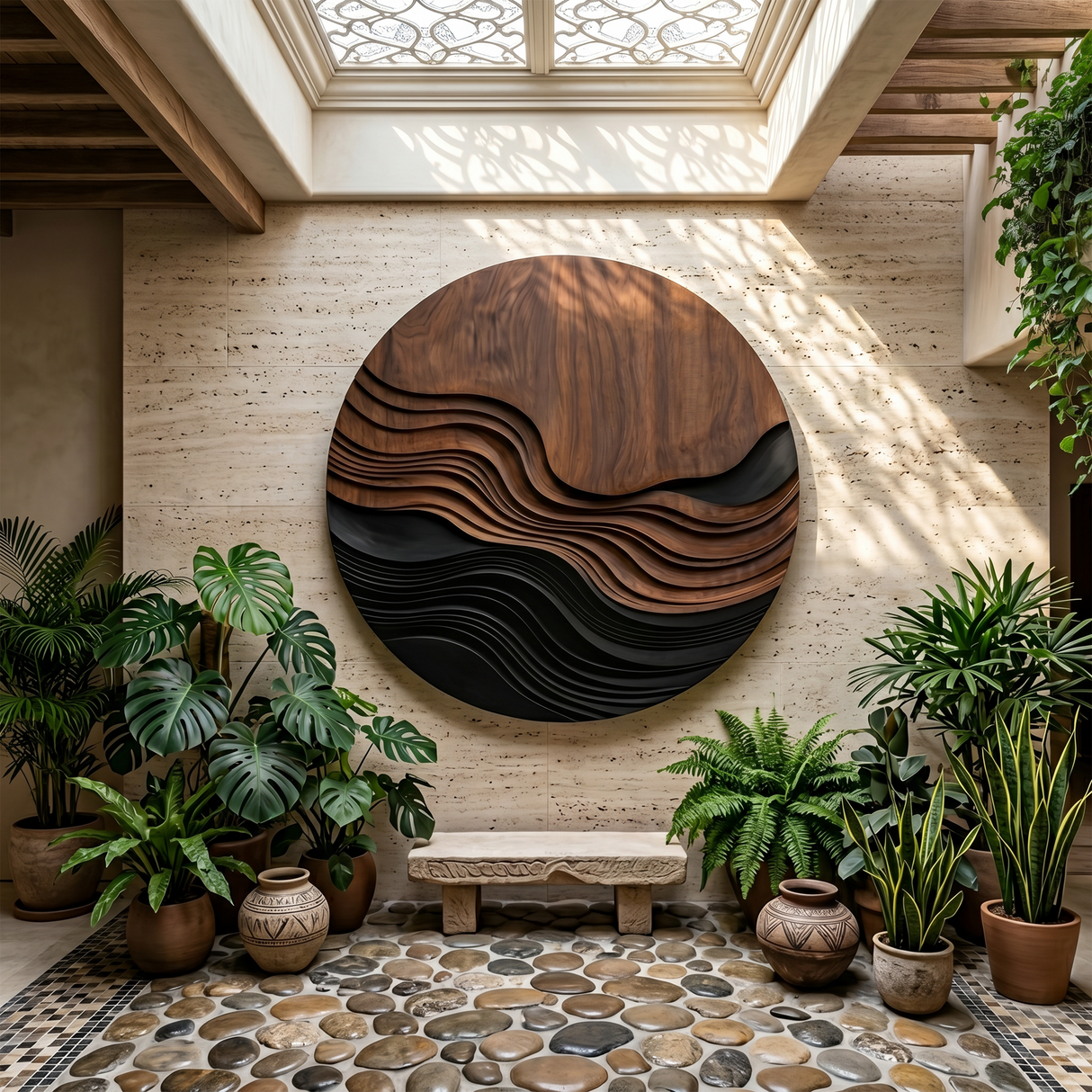 Contemporary Wave Pattern Wall Art For Entryway