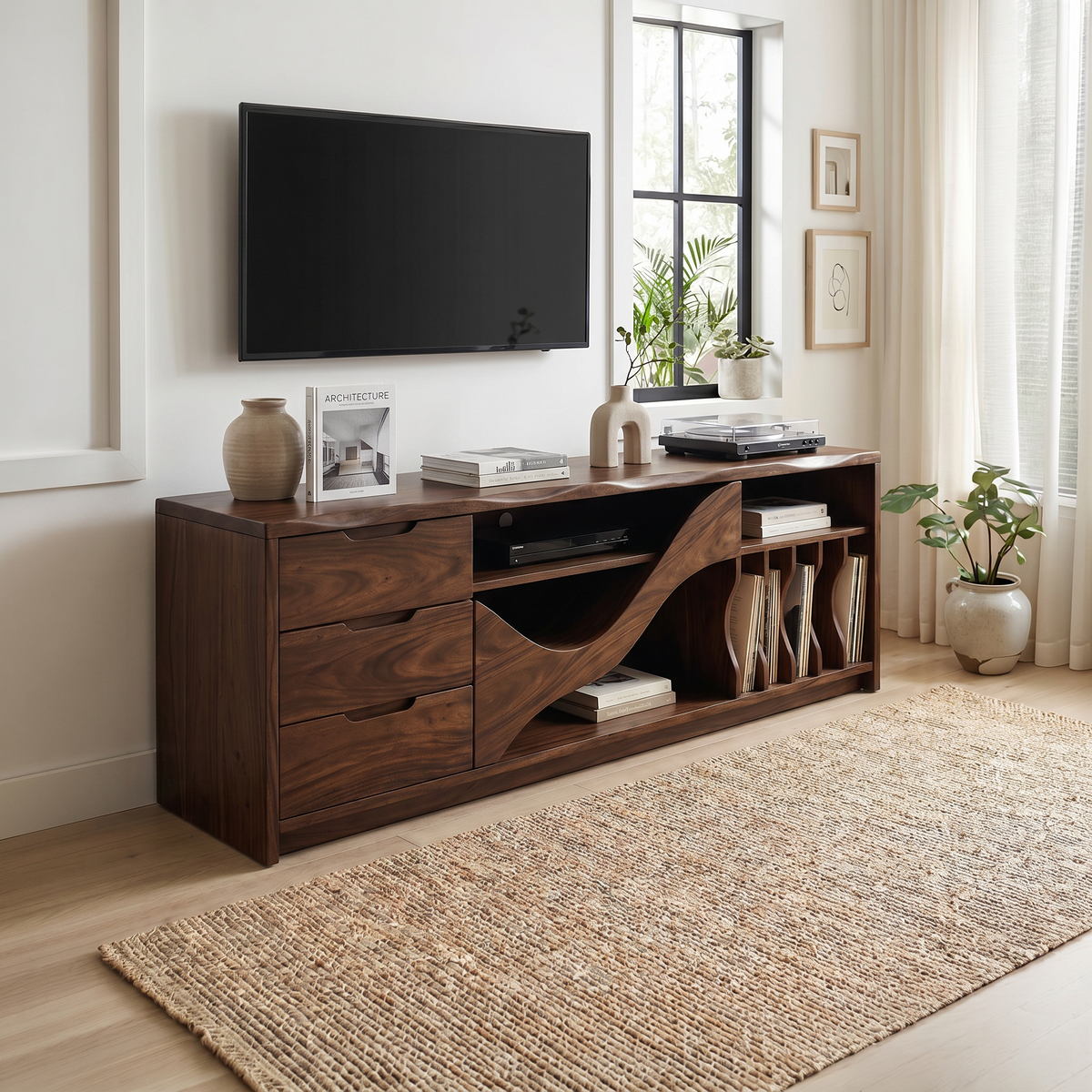 Industrial Wooden TV Cabinet Contemporary Loft Living