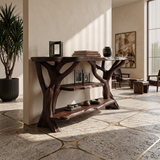 Mid Century Wooden Live Edge Console Table For Modern Furniture Decor