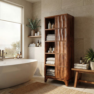 Handcrafted Wooden Bathroom Storage Cabinet For Spa-Inspired Interior