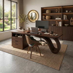 Organic Sculptural Executive Desk Luxury Workspace