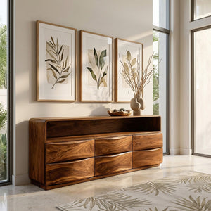 Mid Century Wooden Sideboard With Drawers For Living Room