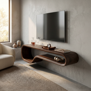 Contemporary Walnut TV Stand For Modern Loft Bedroom