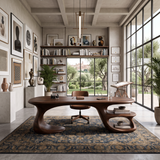 Modern Curved Shelf Desk Home Office Apartment