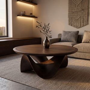 Sculptural Round Coffee Table For Holiday Decor