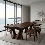 Modern Dining Table With Two Sculpted Legs For Dining Room