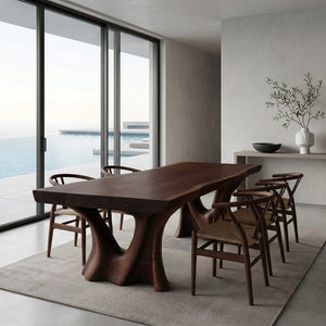 Modern Dining Table With Two Sculpted Legs For Dining Room