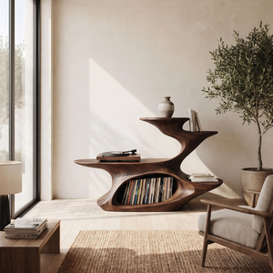 Handcrafted Live Edge Record Stand Unique Living Room